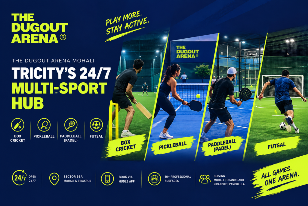 The Dugout Arena Mohali: Tricity's 24/7 Box Cricket Turf, Pickleball, Paddleball & Futsal Hub